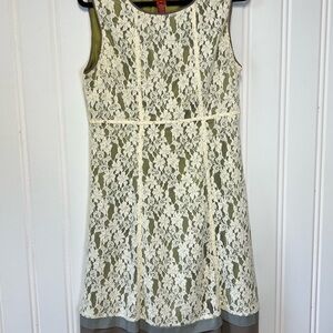 Sundance Cream Lace Dress with Olive Lining